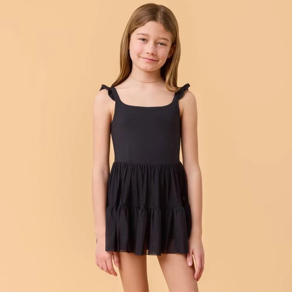 Blogilates New Girls Ballerina Ruffle Dress Mommy and Me Black Size Large 10-12